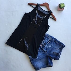 Converse Sequins Black Tank Top